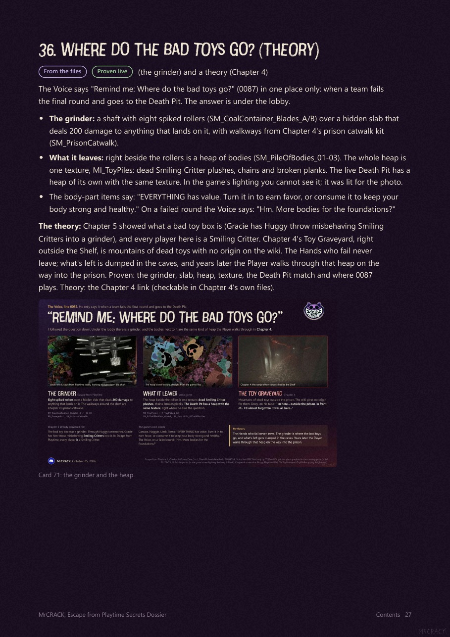 Page 27 of the Dossier: Where do the bad toys go?